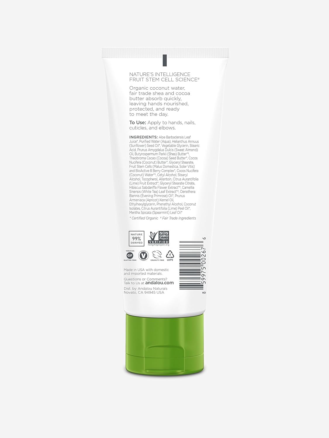 Andalou Naturals Hand Cream Lime Blossom, 3.4 OZ.