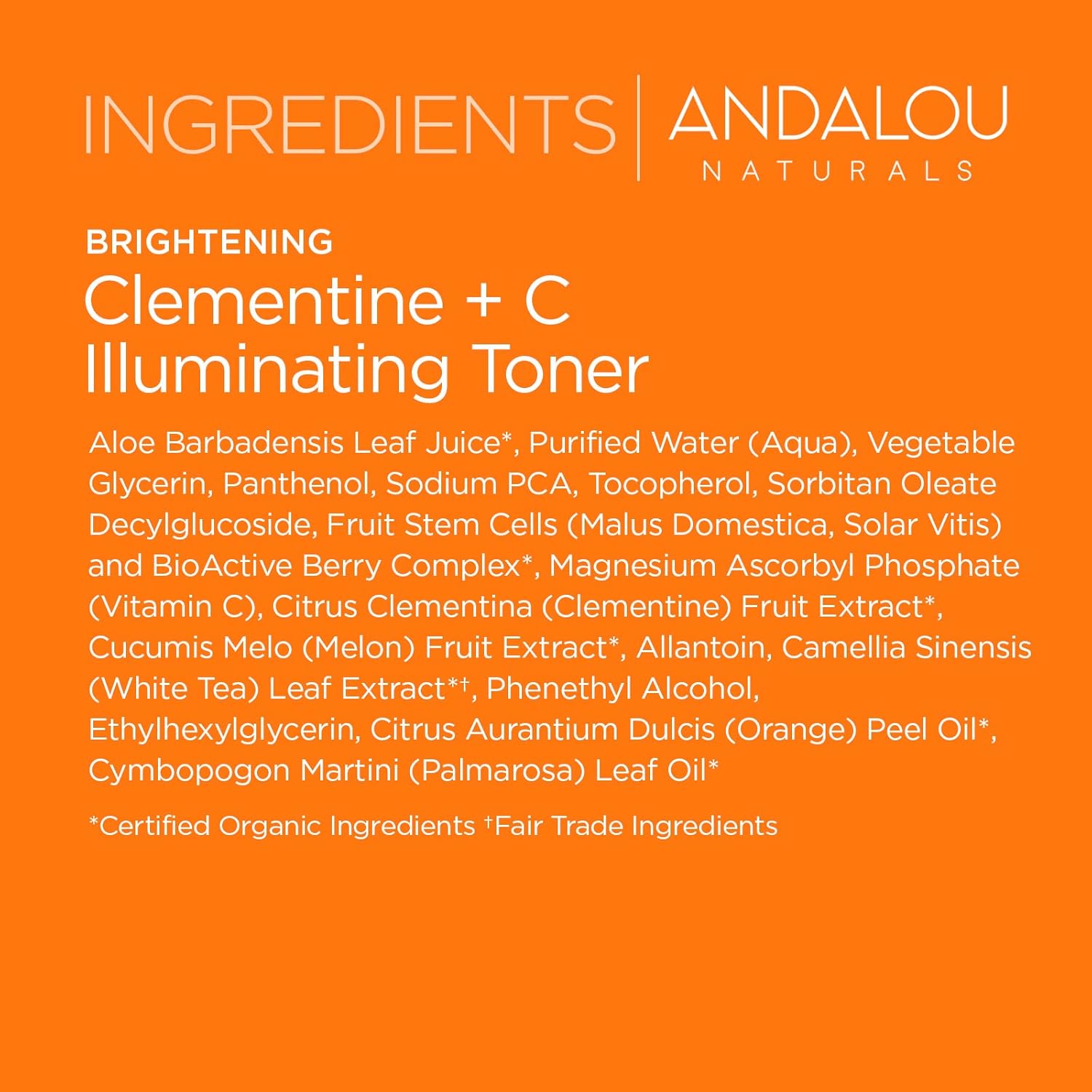Andalou Naturals Toner Clemntine+C Illuminating, 6 OZ.