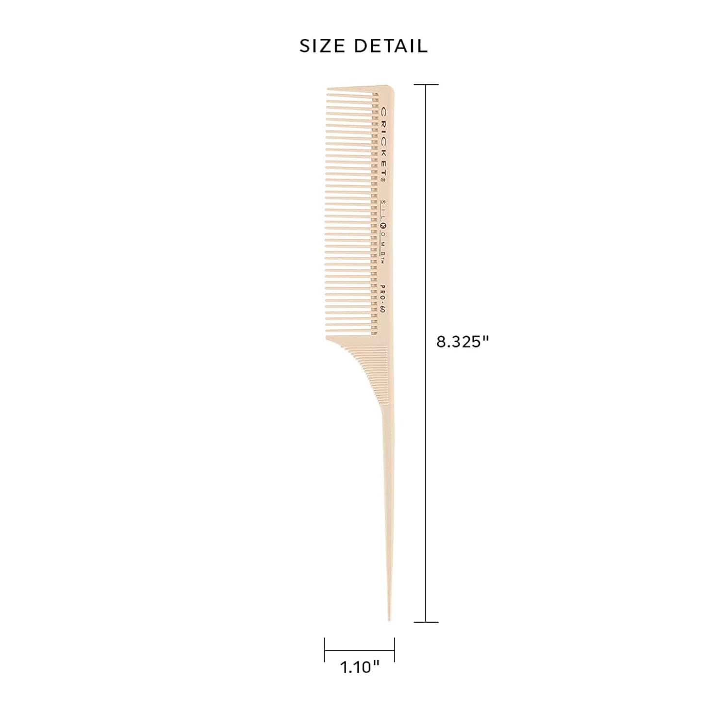 Cricket Silkomb Pro 60 Fine Toothed Rattail Comb