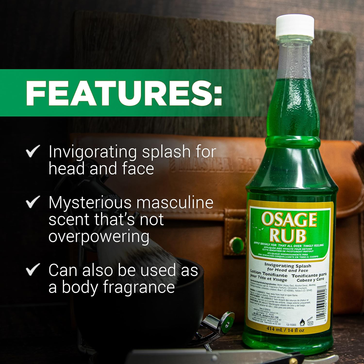 Clubman Jeris Osage Rub Lotion 14 Fl Oz.  For Face and Head