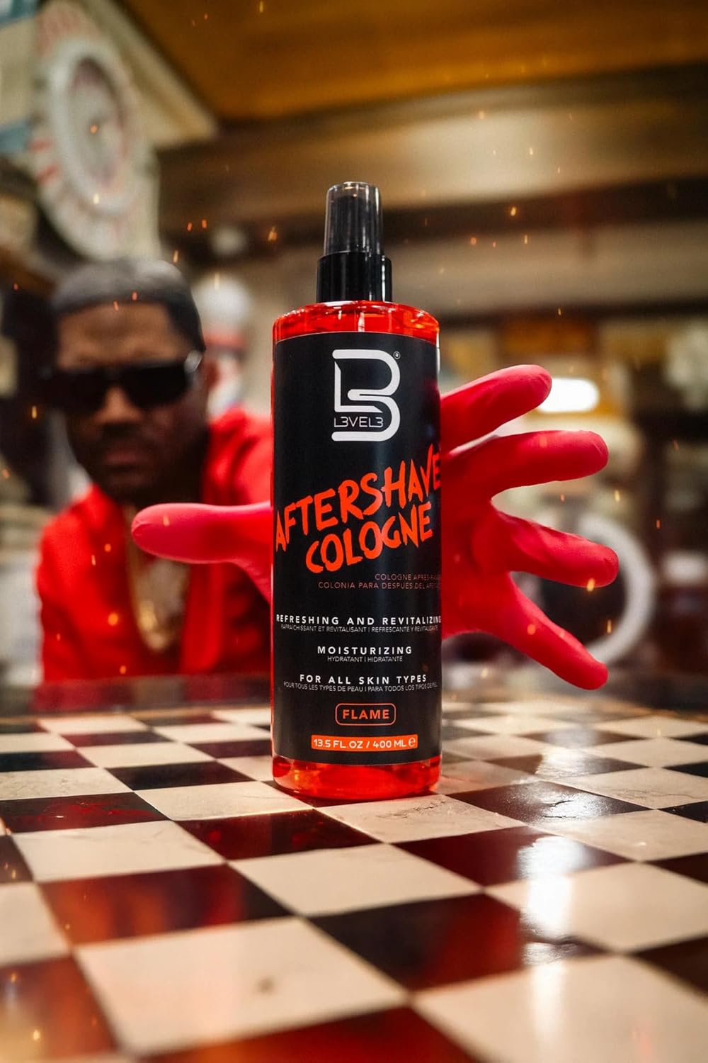 L3VEL3 Aftershave Cologne Flame, 3.38 Oz. Red