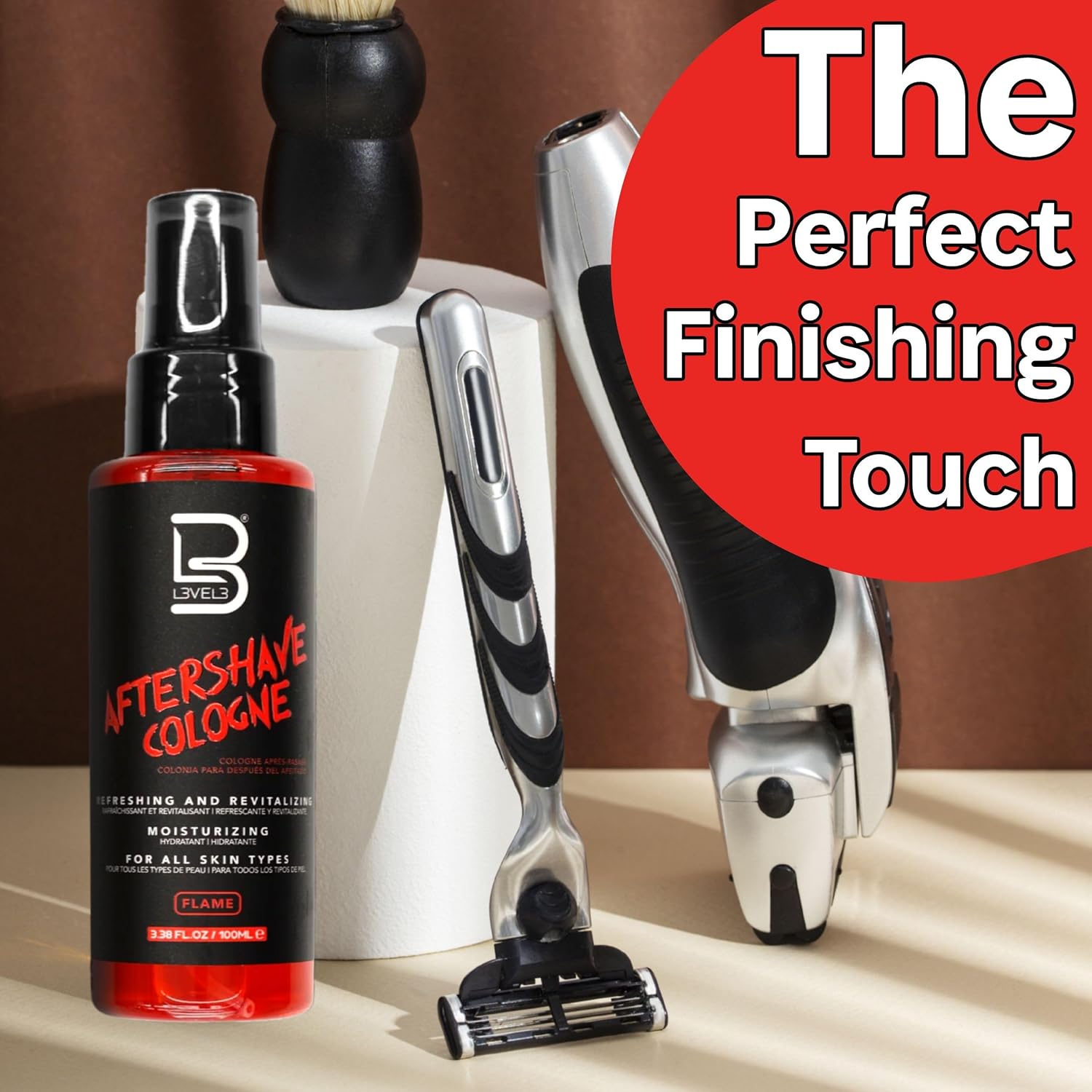 L3VEL3 Aftershave Cologne Flame, 3.38 Oz. Red