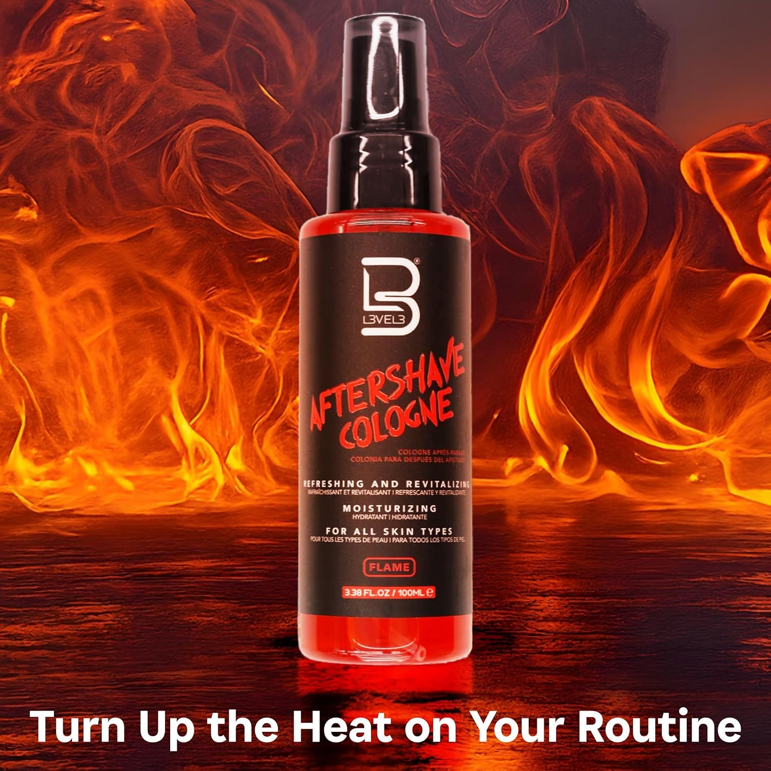 L3VEL3 Aftershave Cologne Flame, 3.38 Oz. Red