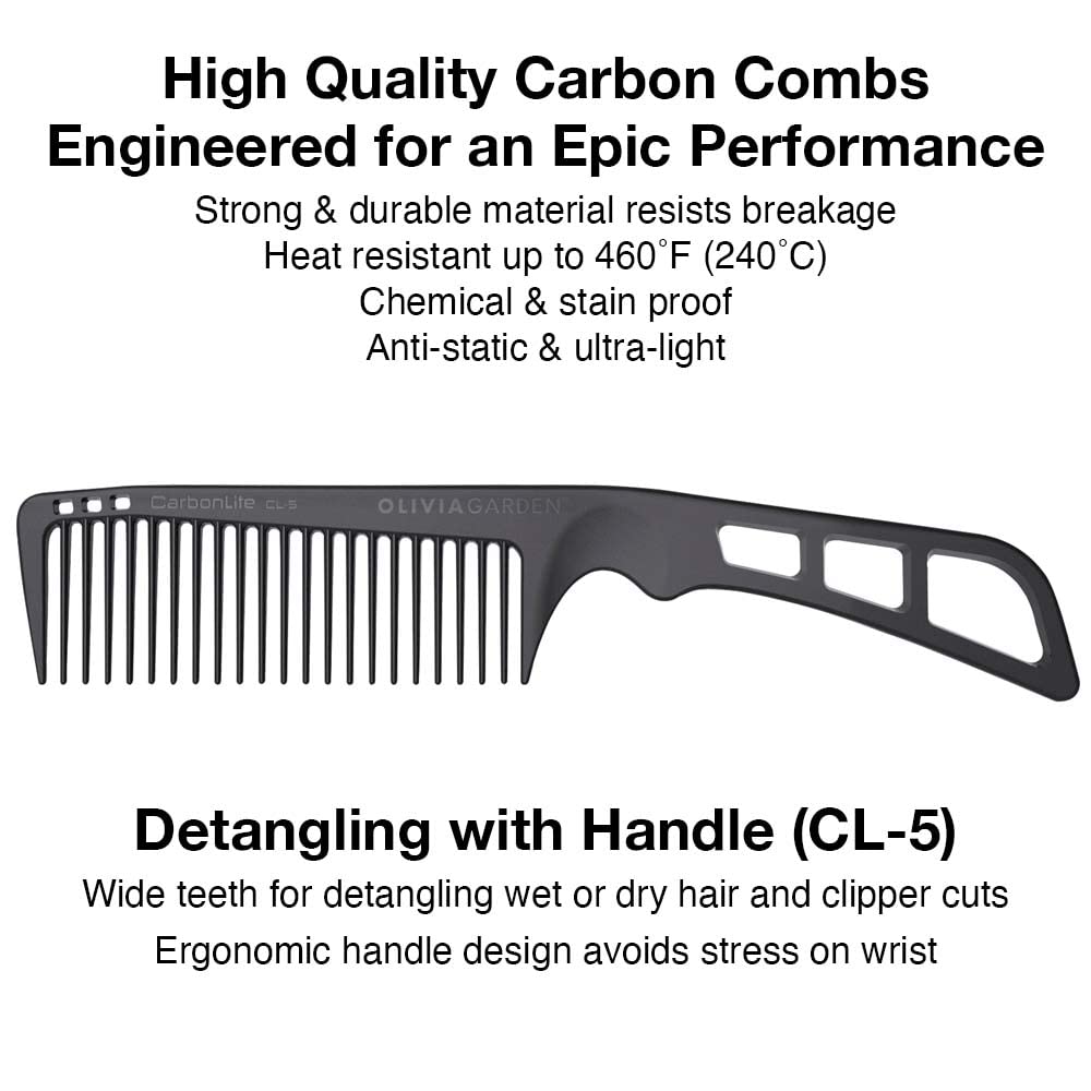 Olivia Garden CarbonLite Detangling Comb with Handle