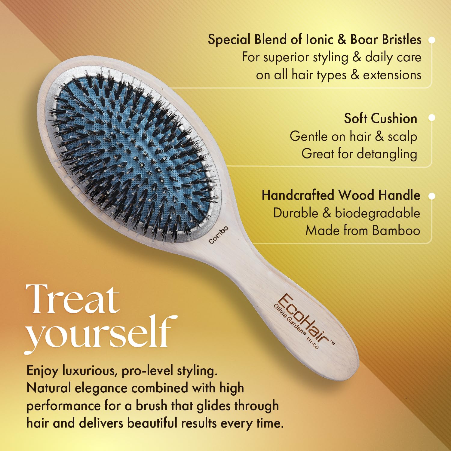 Olivia Garden EcoHair Eco-Friendly Bamboo Combo Brush