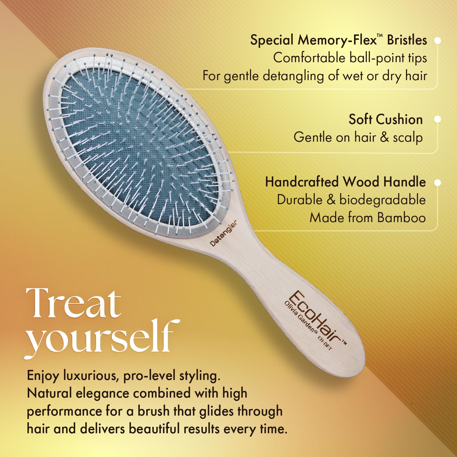 Olivia Garden EcoHair Eco-Friendly Bamboo Detangler Brush